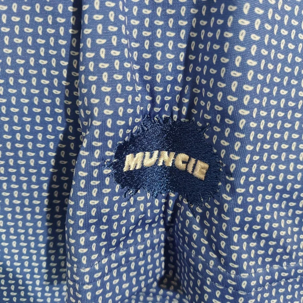 Donald Ross Polo Shirt‎ Mens Extra Large Blue Micro Print Golf Muncie Patch Knit